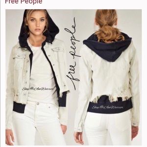 Free People Double Layered Distressed Denim Jacket